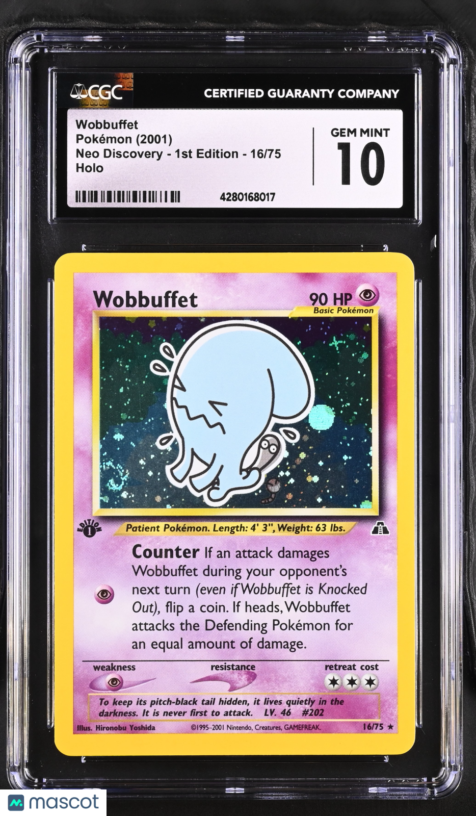 2001 Neo Discovery - 1st Edition Pokémon Wobbuffet #16/75 CGC 10 - Graded TCG/CCG