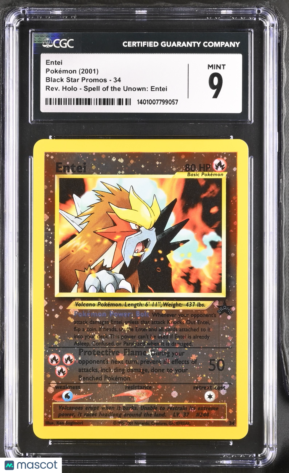 2001 Pokemon Black Star Promos Entei #34 English CGC 9 Graded TCG/CCG