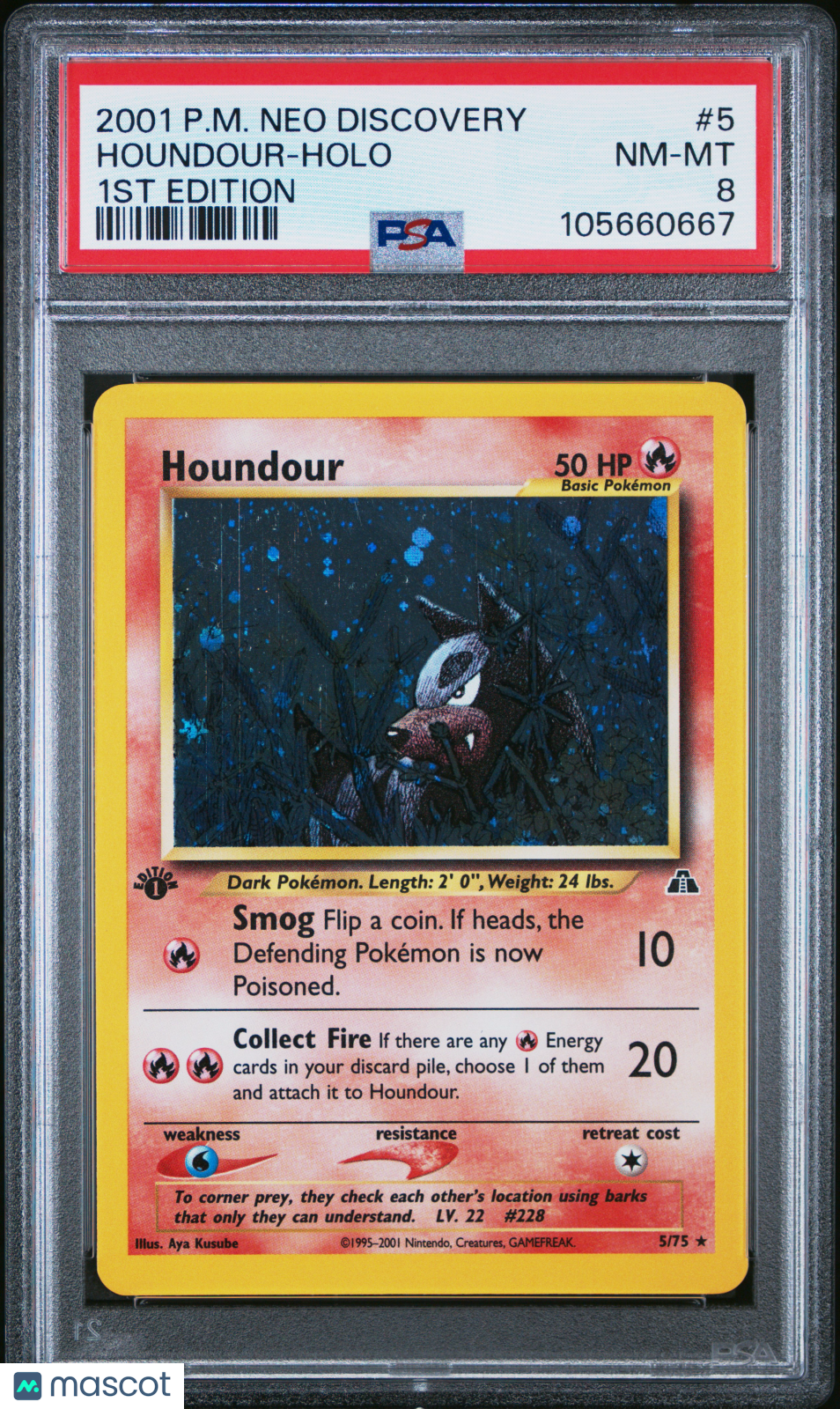 2001 Pokemon Neo Discovery Houndour #5 Holo 1st Edition PSA 8 - Graded TCG/CCG