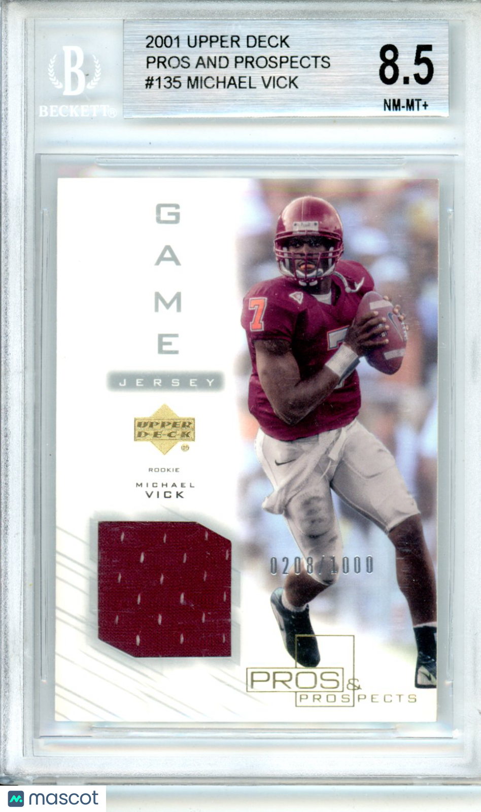2001 Upper Deck Pros and Prospects Michael Vick JSY /1000 #135 BGS 8.5 - Graded Sports Cards