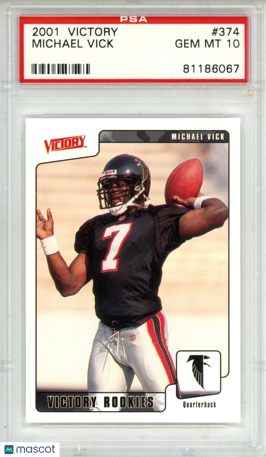 2001 Victory Michael Vick Rookie #374 PSA 10 GEM MINT Atlanta Falcons - Graded Sports Cards