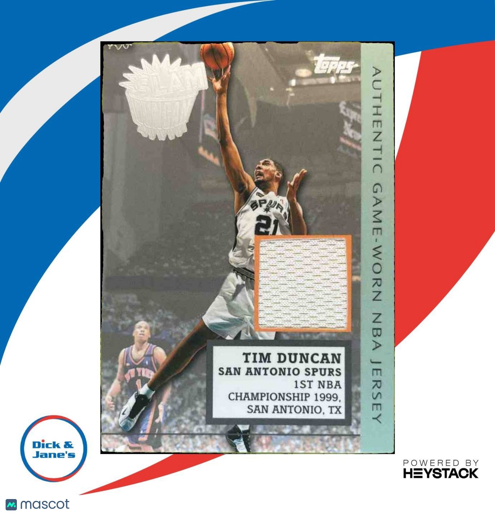 2002-03 Topps Tim Duncan Slam Relics #SD3 San Antonio Spurs - Sports Cards