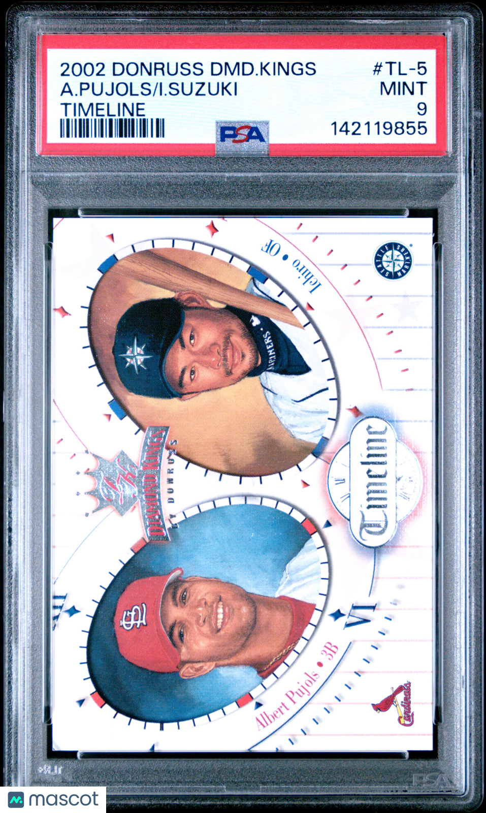 2002 Donruss Diamond Kings Timeline A. Pujols I. Suzuki #TL-5 PSA 9 - Graded Sports Cards