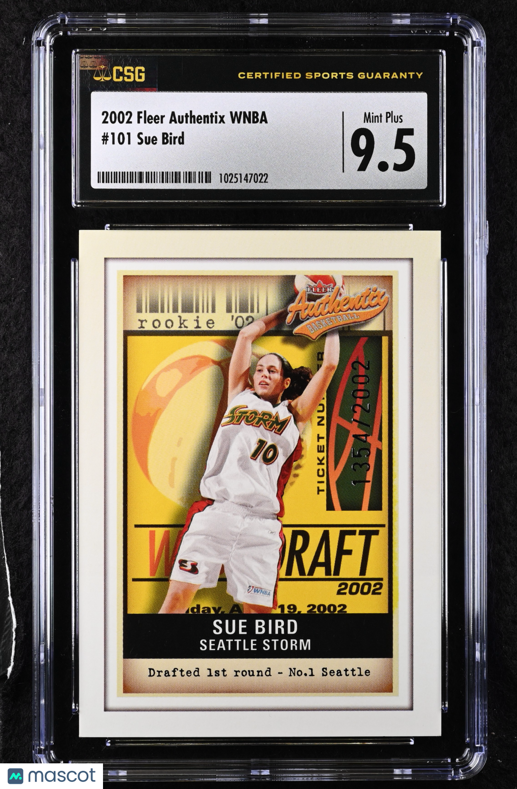 2002 Fleer Authentix WNBA Sue Bird #101 CGC 9.5 /2002 - Graded Sports Cards