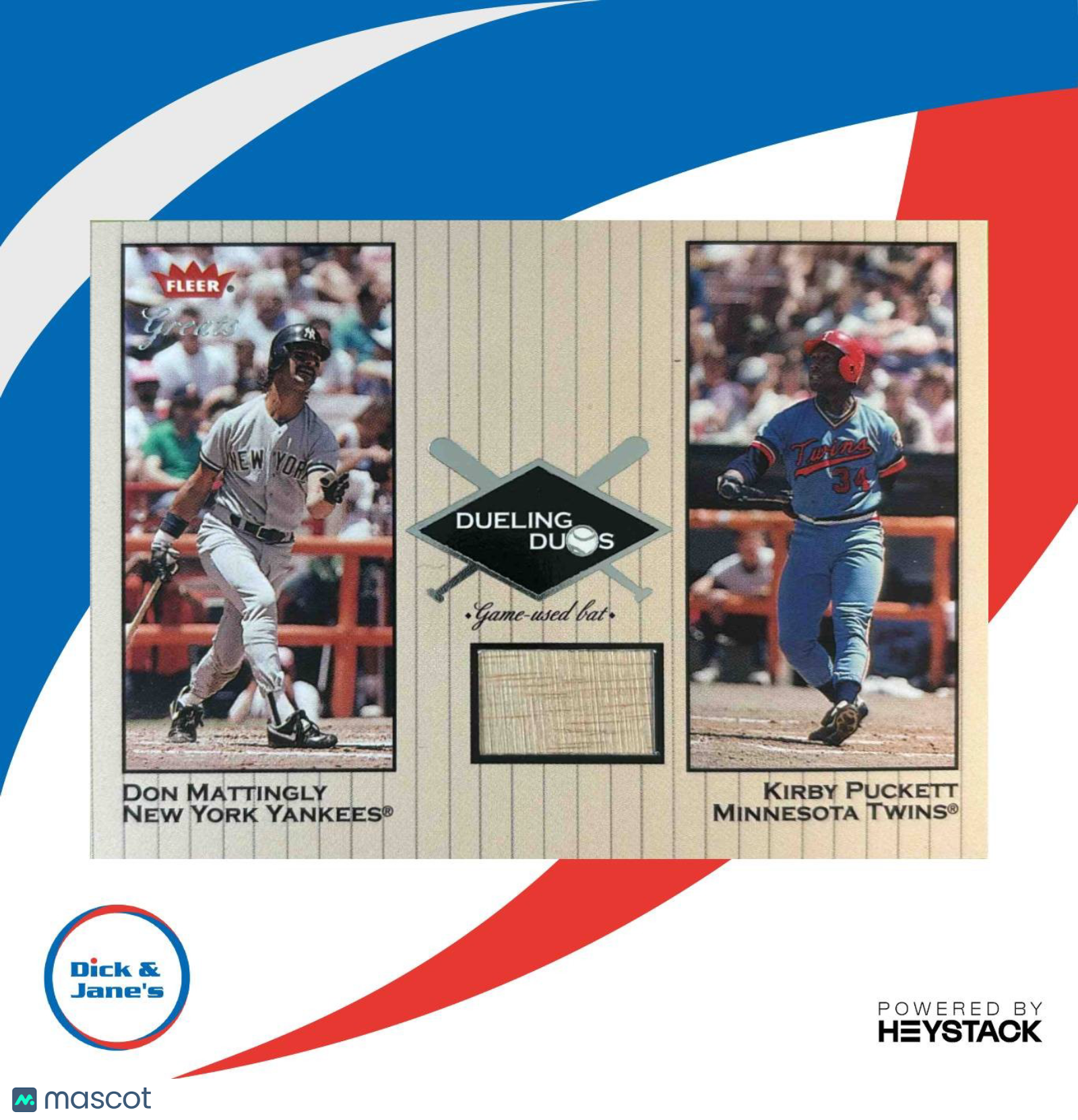 2002 Fleer Greats of the Game Kirby Puckett Don Mattingly Dueling Duos GAME USED - Sports Cards