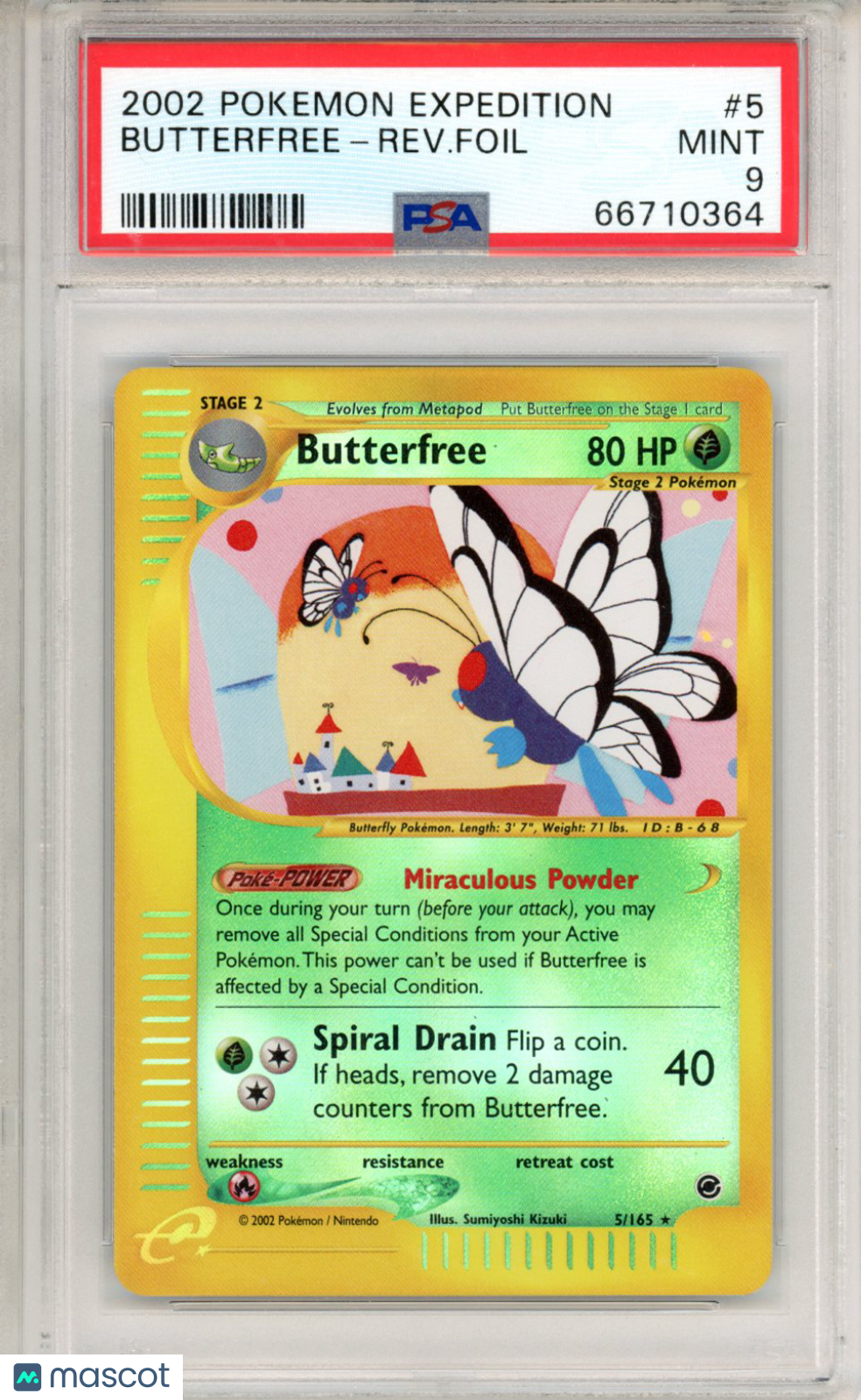 2002 Pokemon Expedition Butterfree-Rev. Foil #5 PSA 9 - Graded TCG/CCG