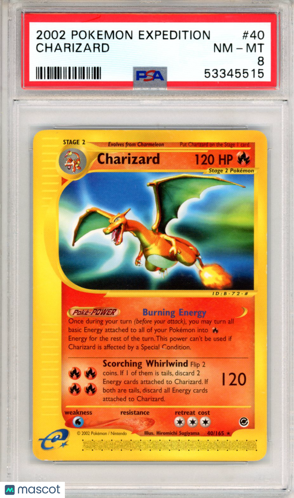 2002 Pokemon Expedition Charizard #40/165 PSA 8 E-Reader Non-Holo - Graded TCG/CCG