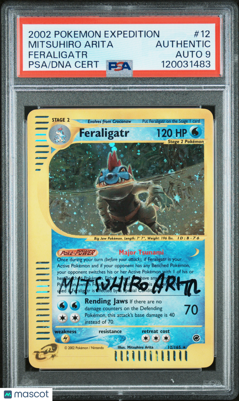 2002 Pokemon Expedition Feraligatr #12 Rare PSA Auto 9 Signed by Arita The GOAT - Graded TCG/CCG