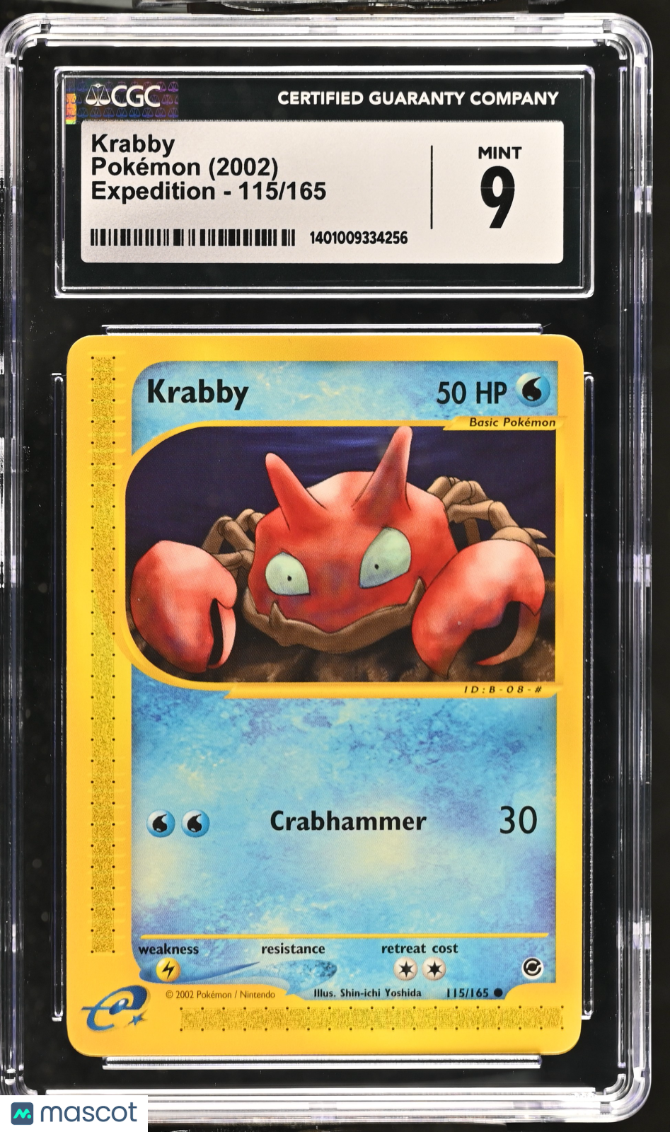 2002 Pokemon Expedition Krabby #115/165 CGC 9 MINT - Graded TCG/CCG