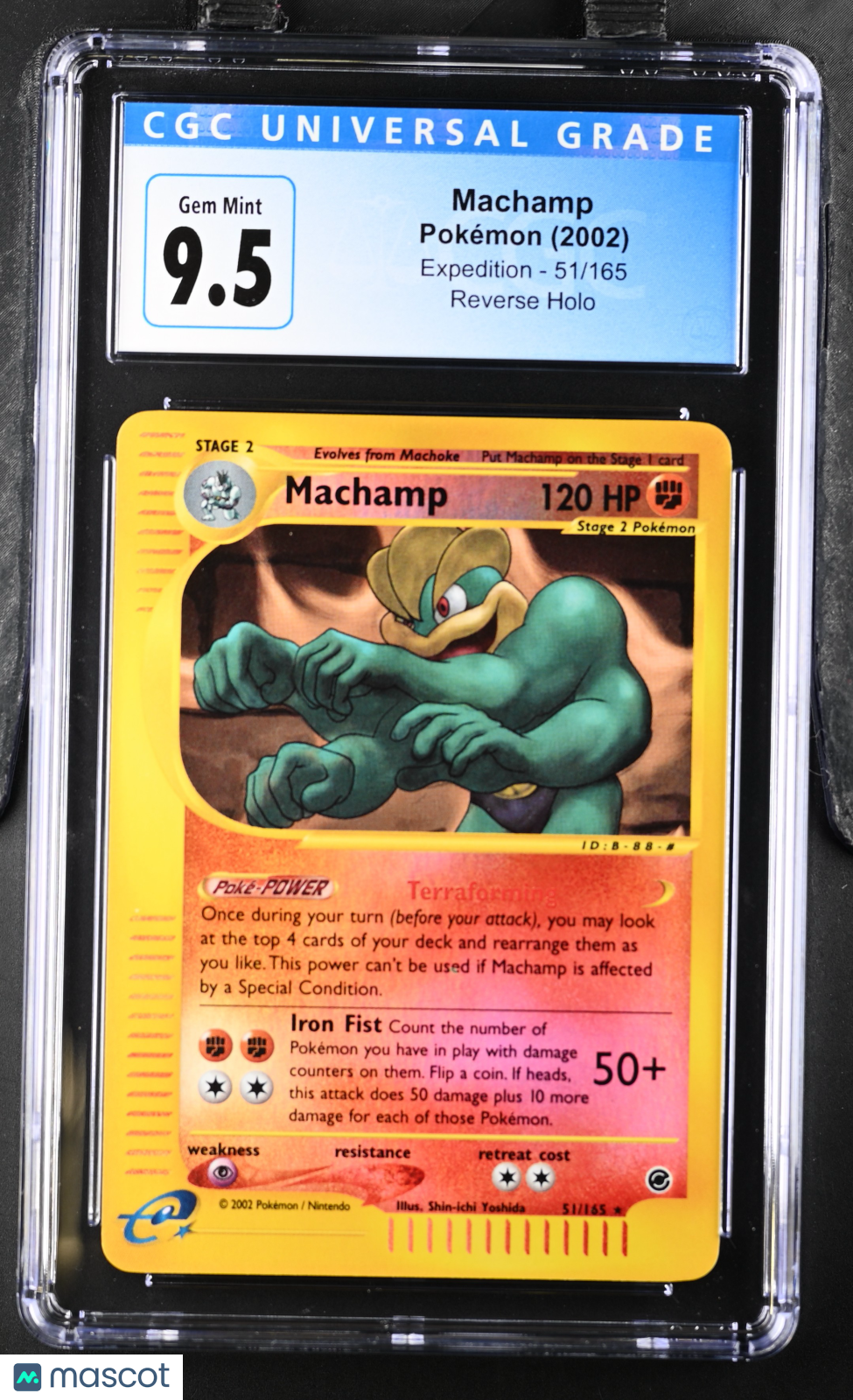 2002 Pokemon Expedition Reverse Holo Machamp #51 CGC 9.5 BLUE LABEL GEM MINT 10 - Graded TCG/CCG