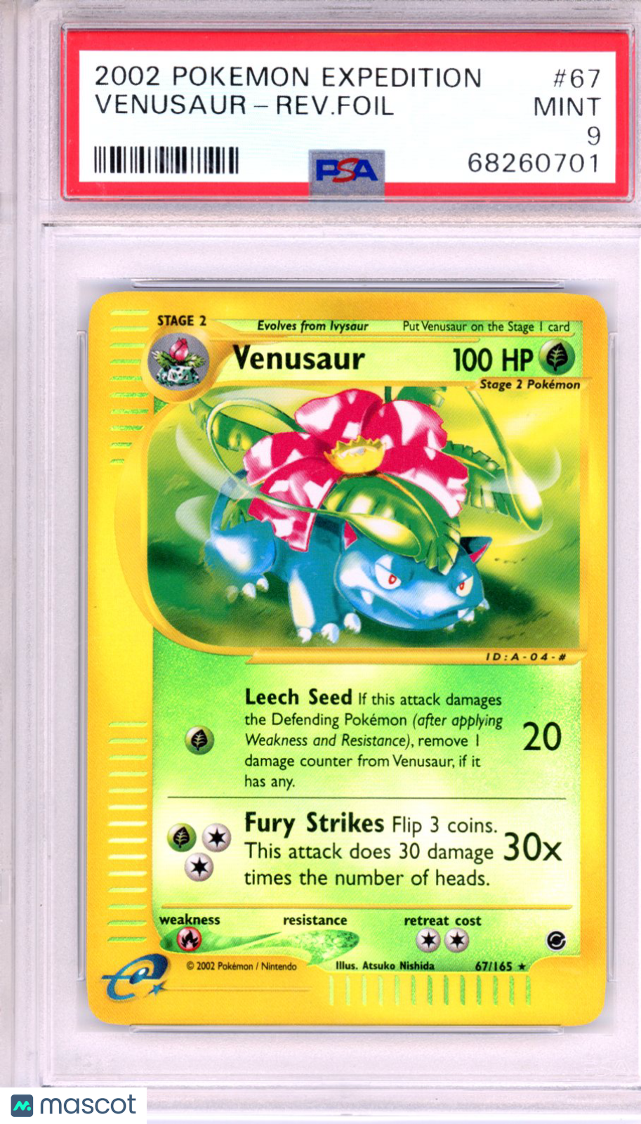 2002 Pokemon Expedition Venusaur Reverse Foil #67 PSA 9 MINT - Graded TCG/CCG