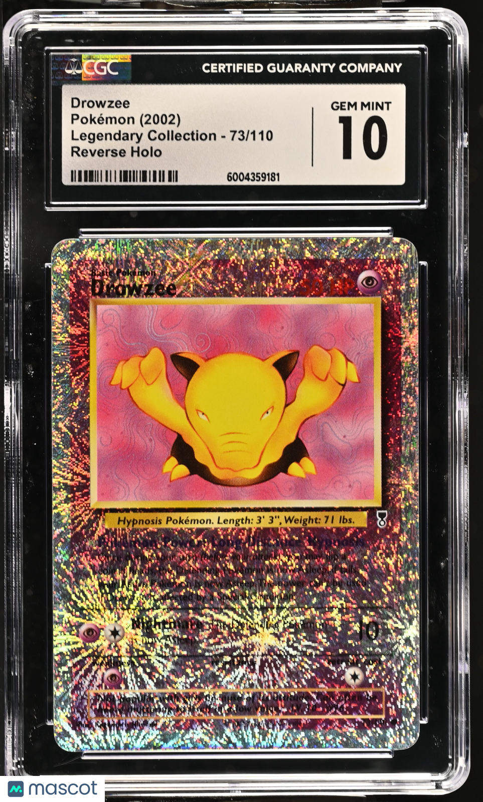 2002 Pokemon Legendary Collection Drowzee #73/110 English CGC 10 Graded TCG/CCG