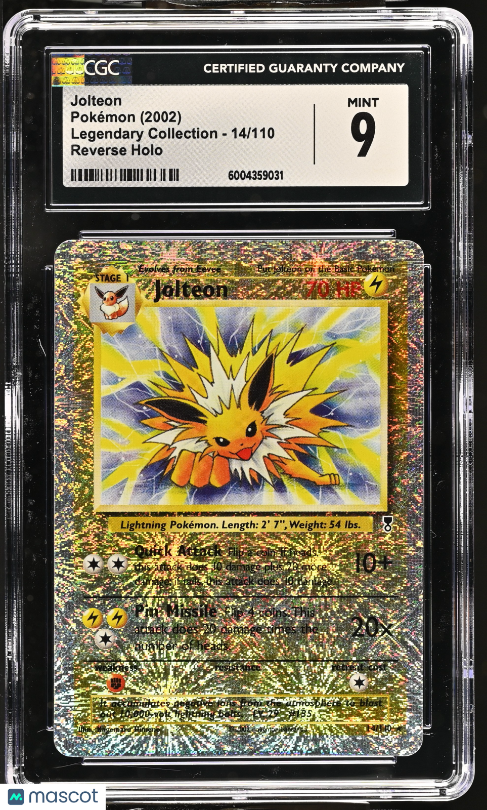 2002 Pokemon Legendary Collection Jolteon #14/110 English CGC 9 Graded TCG/CCG