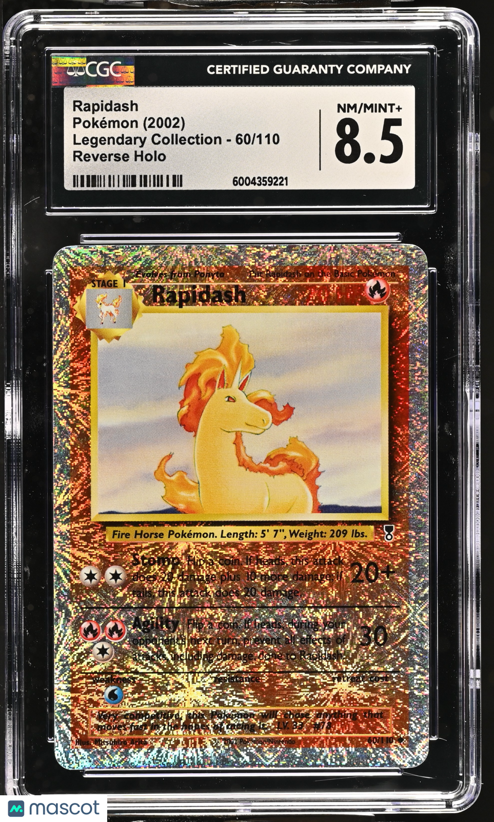 2002 Pokemon Legendary Collection Rapidash #60/110 English CGC 8.5 Graded TCG/CCG