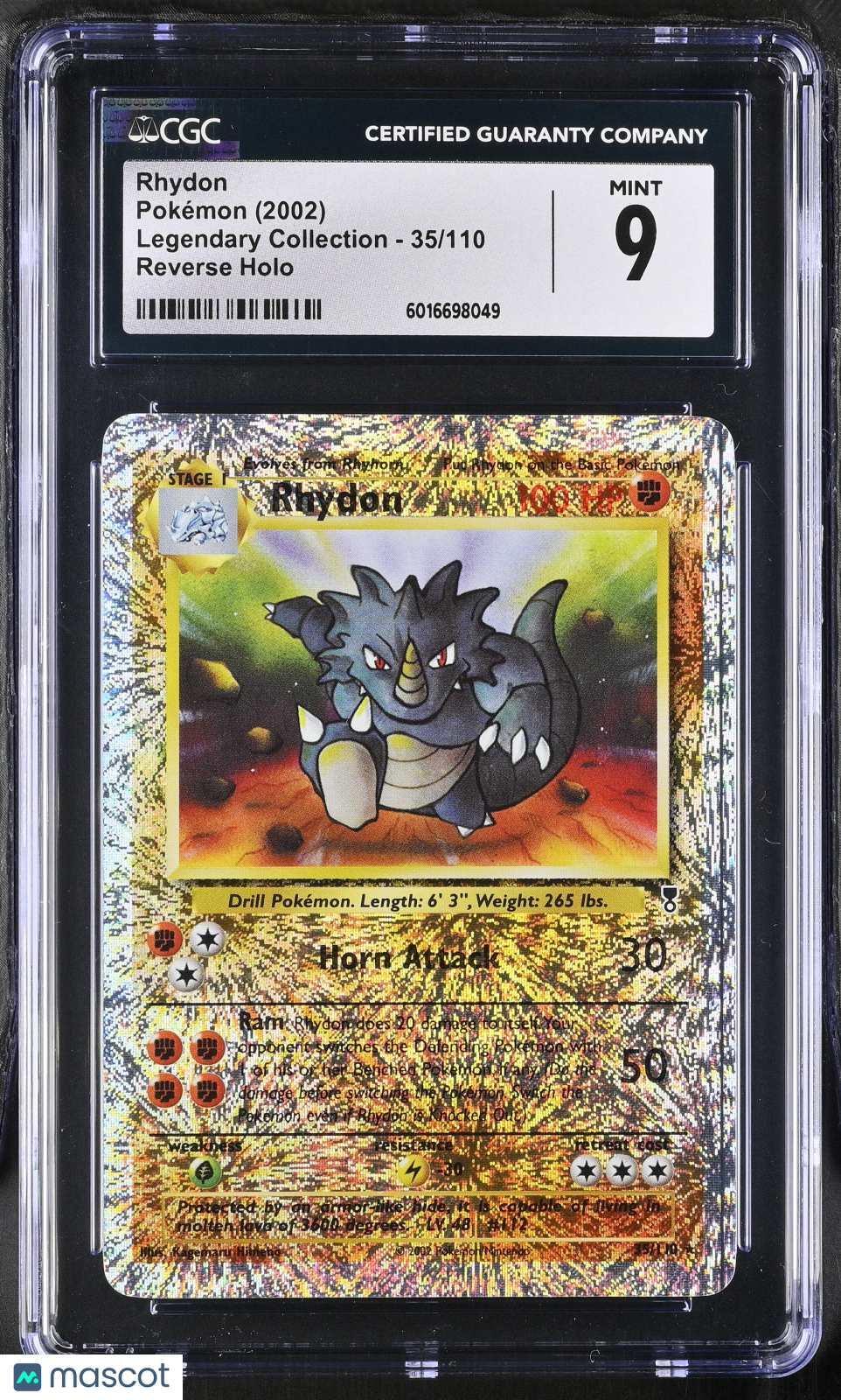 2002 Pokemon Legendary Collection Rhydon #35/110 English CGC 9 Graded TCG/CCG