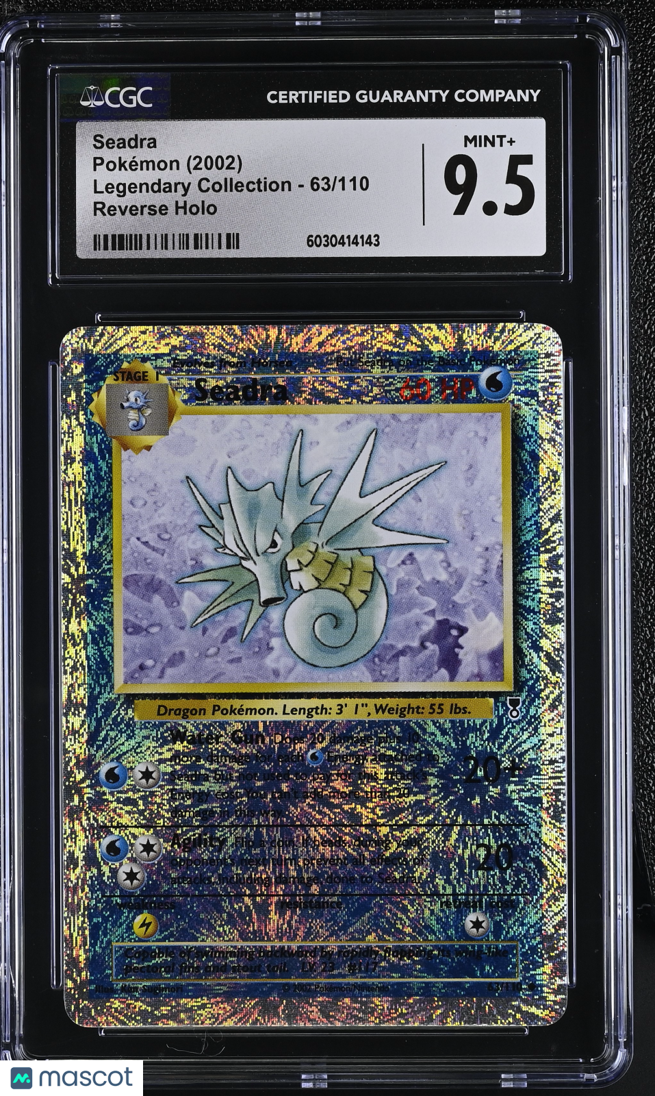 2002 Pokemon Legendary Collection Seadra #63/110 English CGC 9.5 Graded TCG/CCG