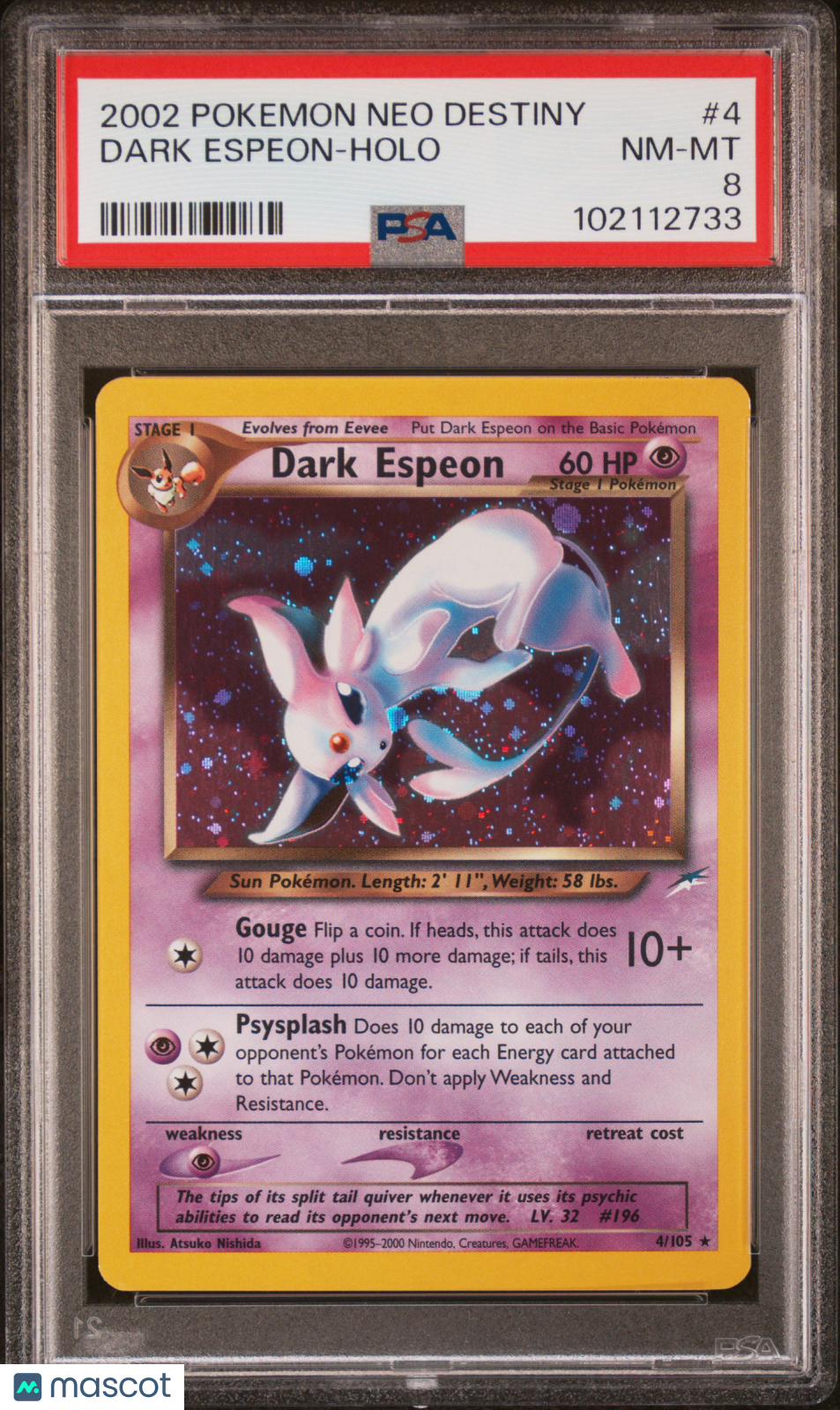 2002 Pokemon Neo Destiny Dark Espeon #4 PSA 8 HOLO - Graded TCG/CCG
