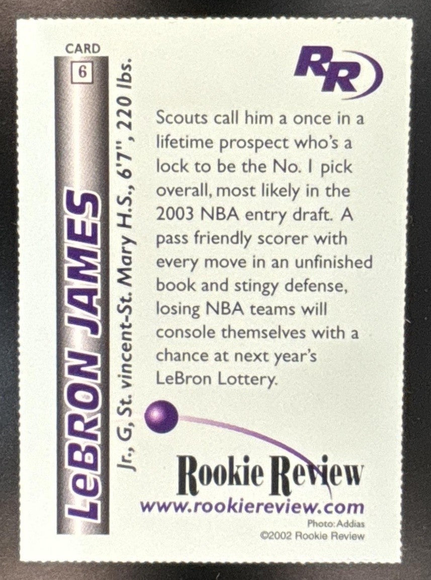 2002 Rookie Review LeBron James #6 - Sports Cards