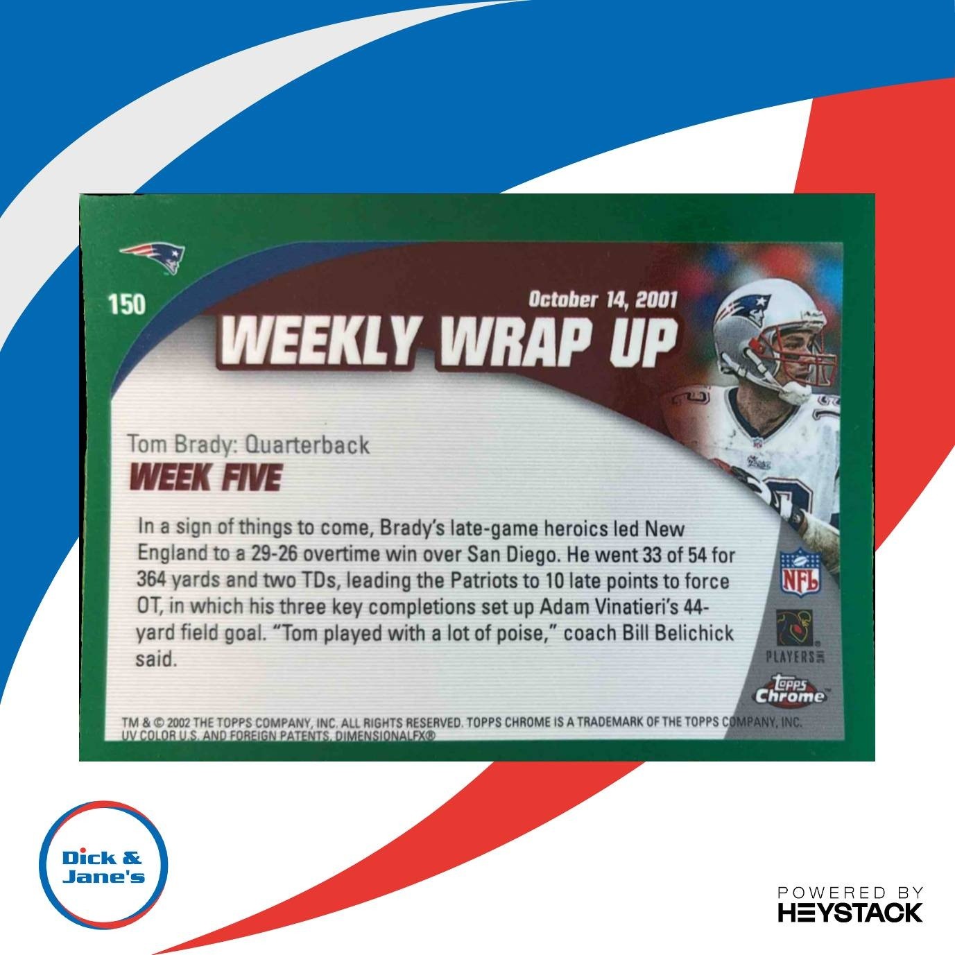 2002 Topps Chrome Tom Brady #150 New England Patriots - Sports Cards