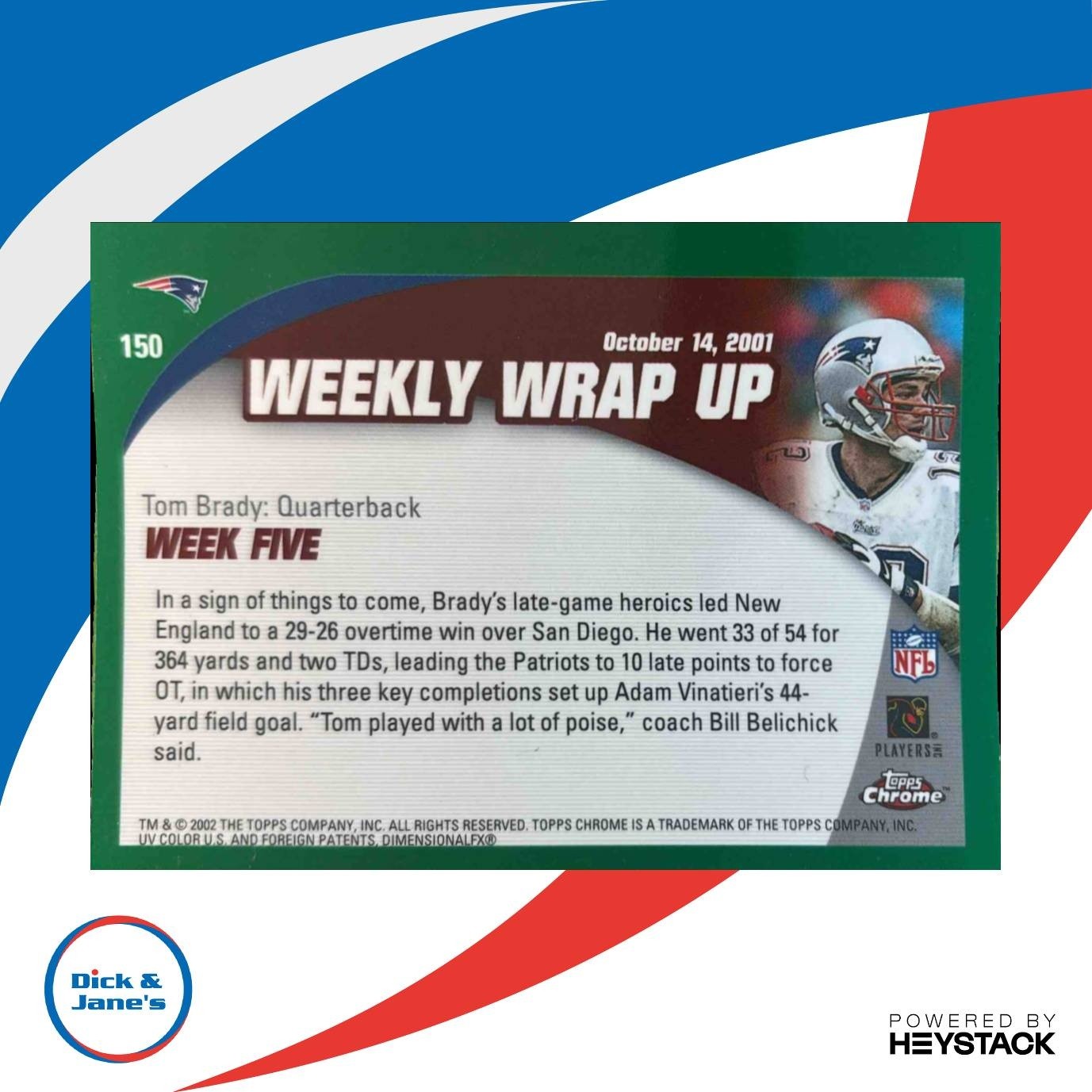 2002 Topps Chrome Tom Brady #150 Patriots - Sports Cards