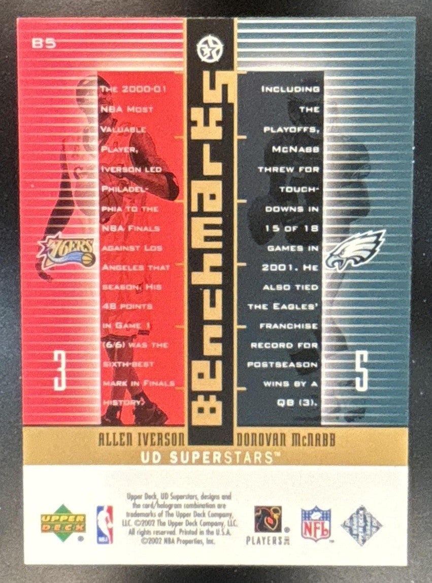 2002 Upper Deck SuperStars Allen Iverson Donovan McNabb Benchmarks #B5 - Sports Cards
