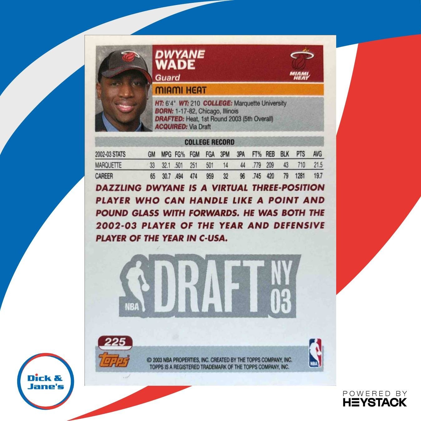 2003-04 Topps Dwyane Wade #225 RC Miami Heat - Sports Cards