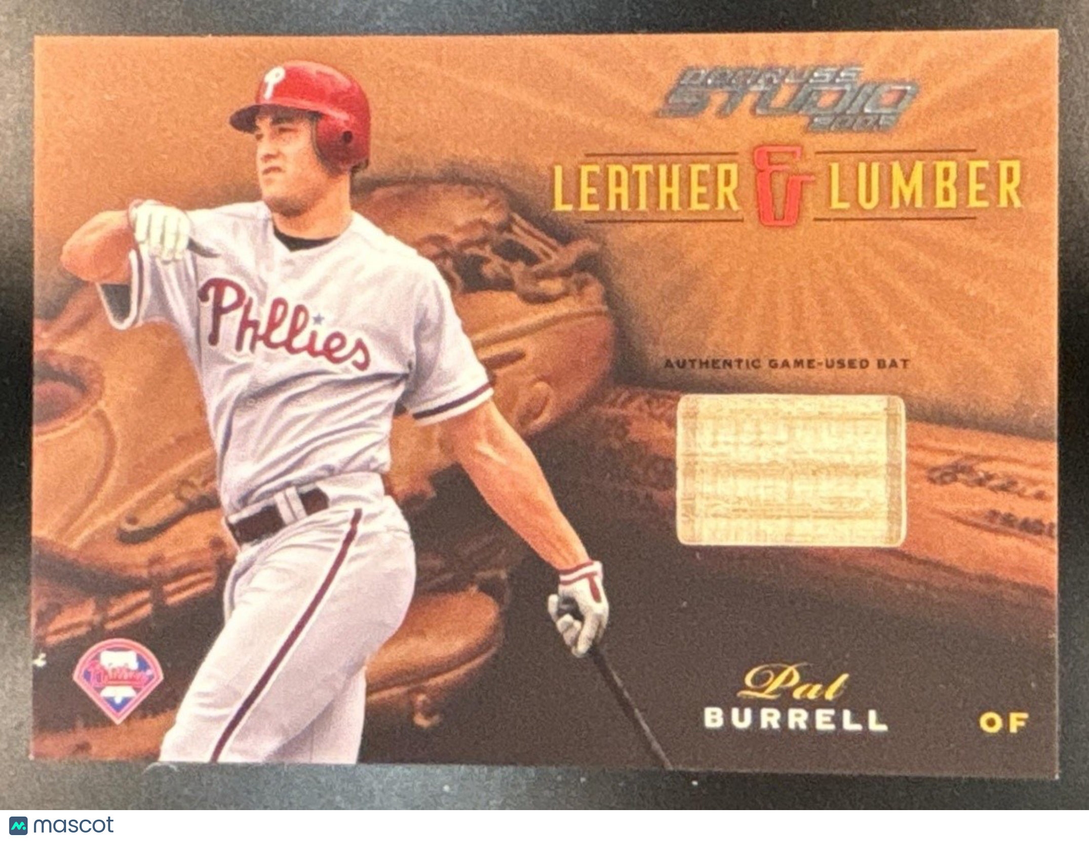 2003 Donruss Studio Pat Burrell Leather and Lumber /400 MEM Phillies - Sports Cards