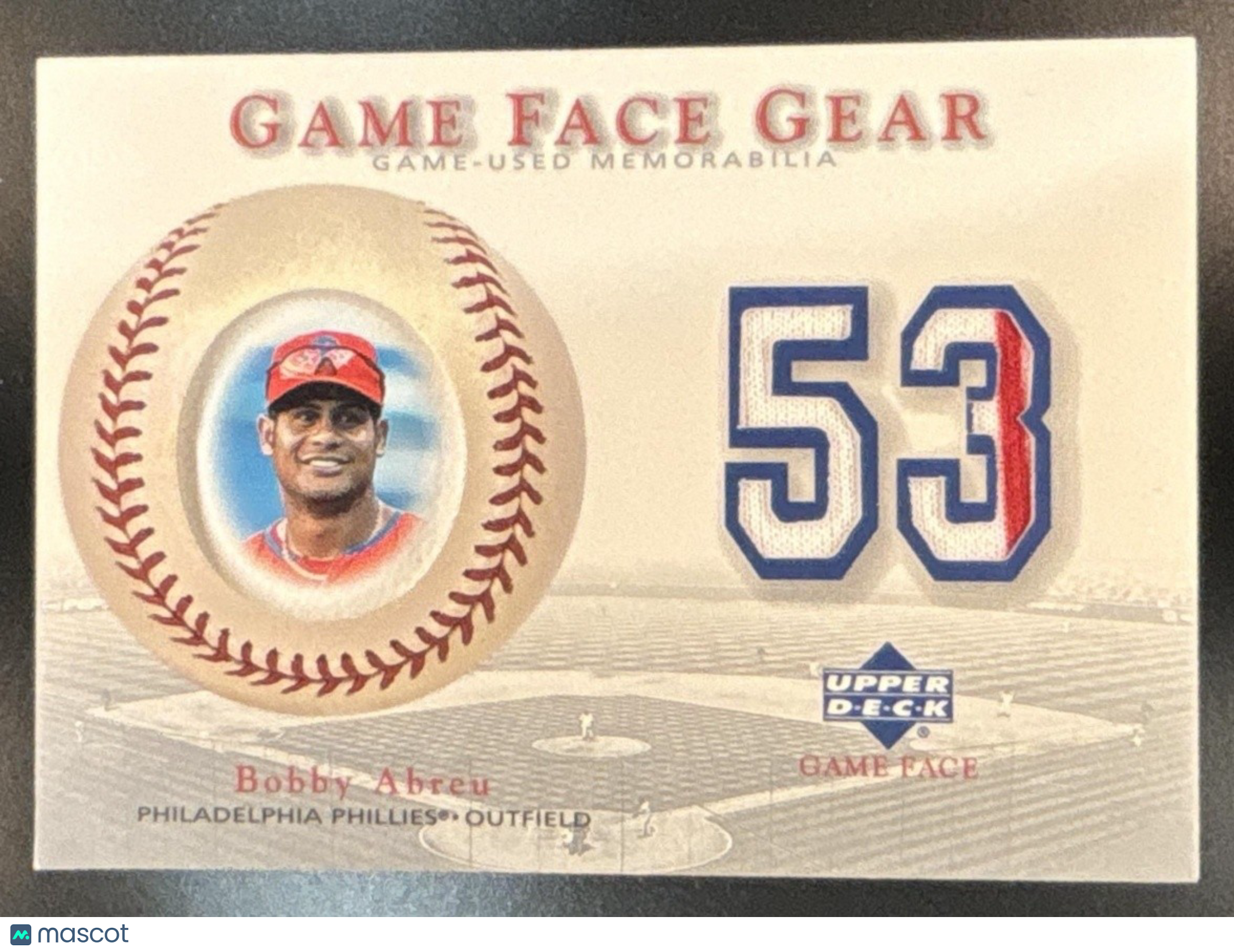 2003 Upper Deck Game Face Bobby Abreu Gear #GG-BA Philadelphia Phillies - Sports Cards