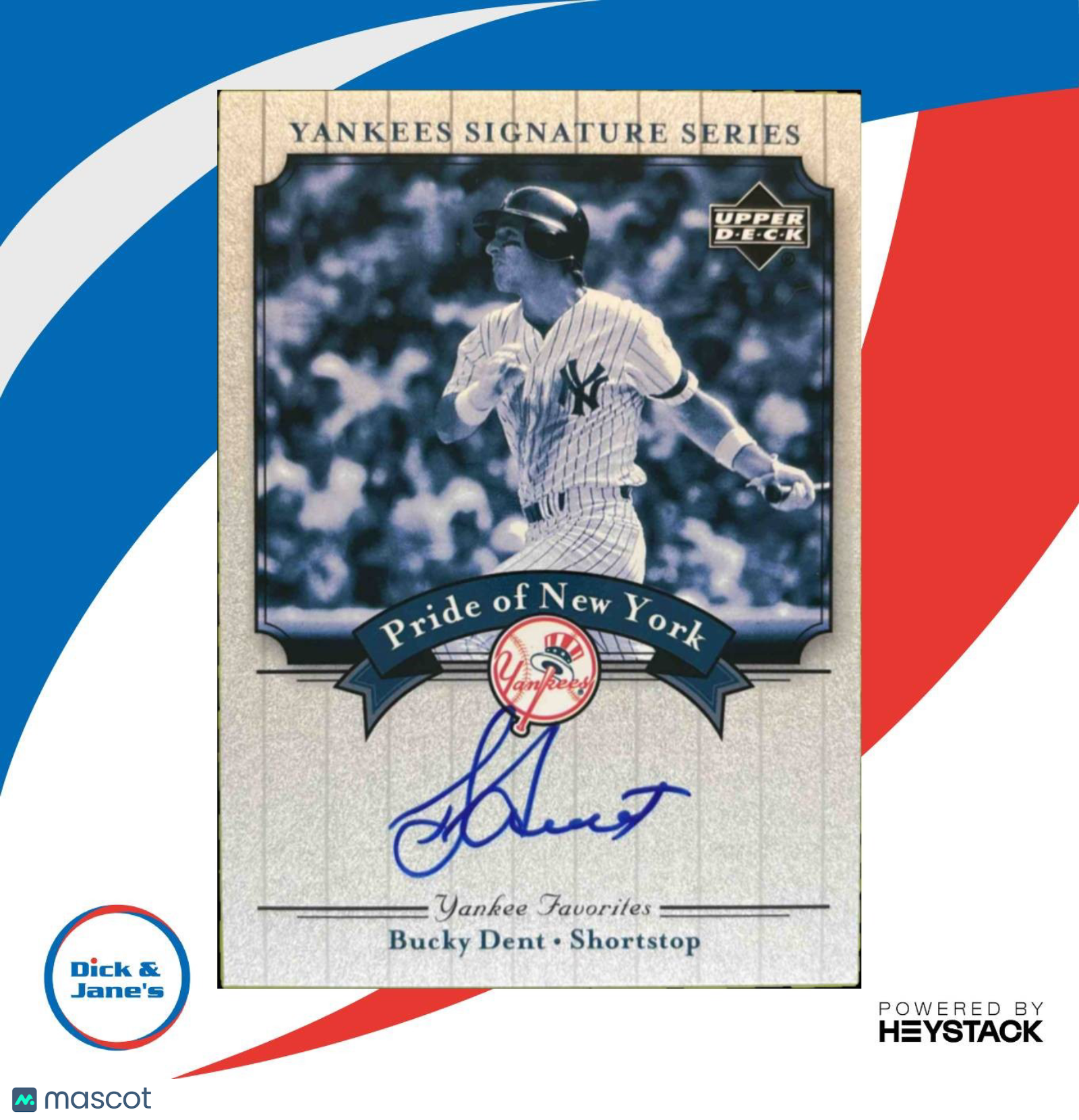 2003 Upper Deck Yankees Signature Series Bucky Dent Pride of New York Auto PN DE Sports Cards