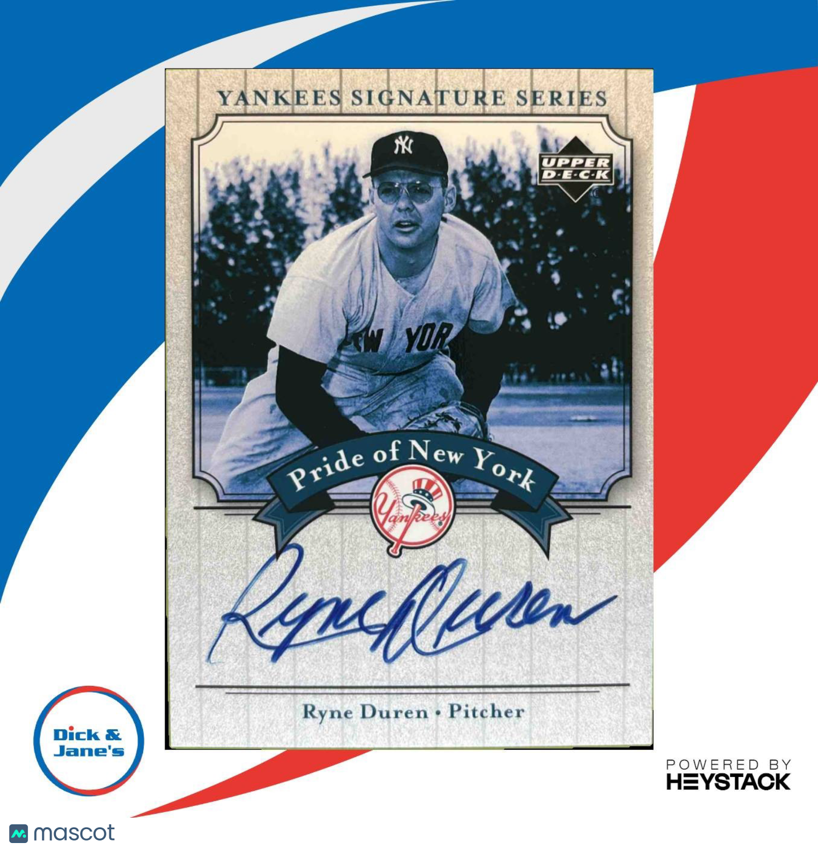 2003 Upper Deck Yankees Signature Series Ryne Duren Pride of New York Auto PN-RD - Sports Cards