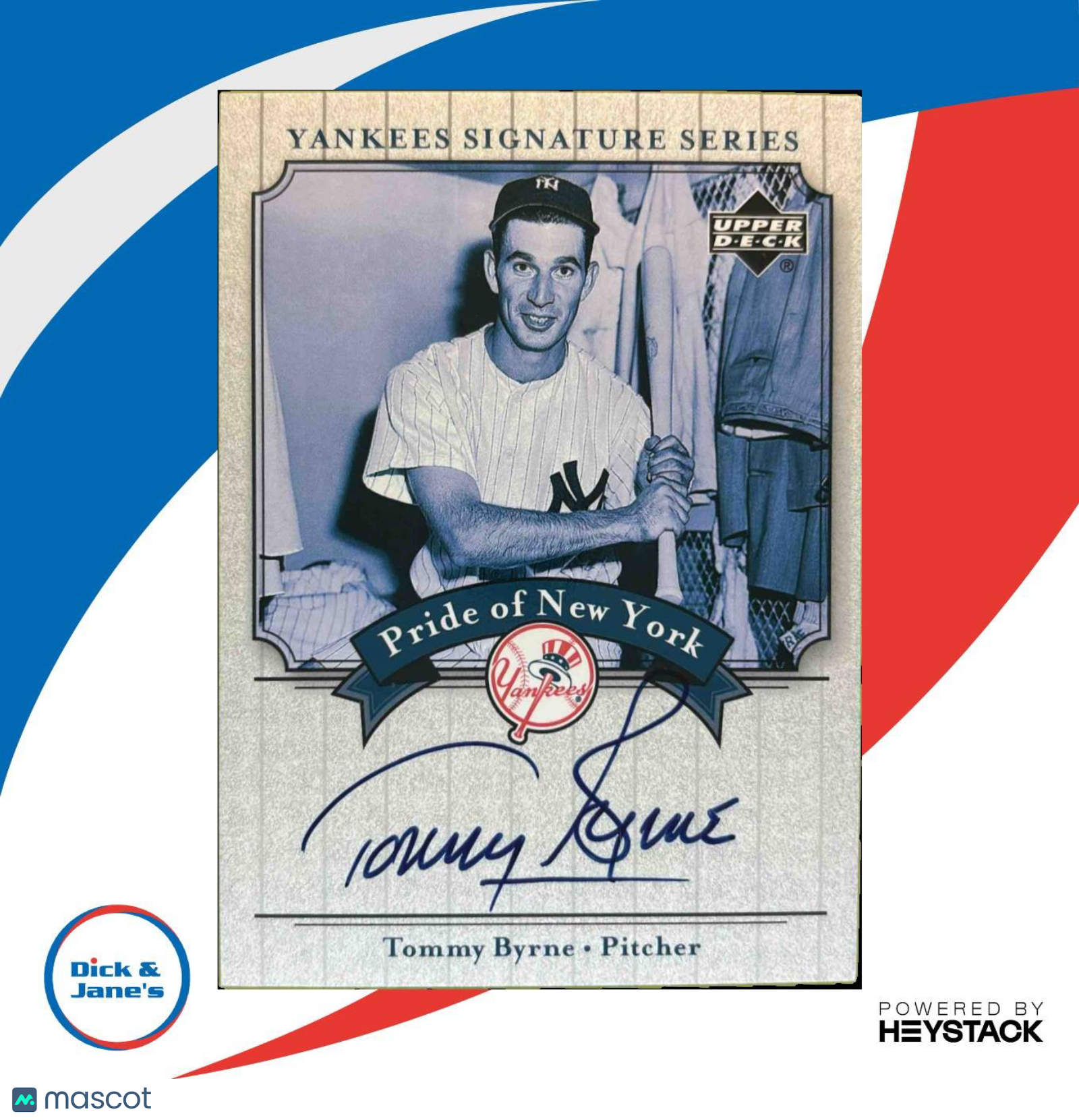 2003 Upper Deck Yankees Signature Series Tommy Byrne Pride of New York Auto DJ2 - Sports Cards