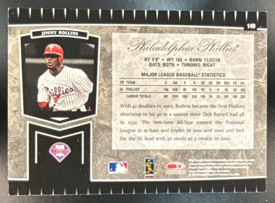 2004 Leaf Certified Cuts Jimmy Rollins #149 Philadelphia Phillies - Sports Cards