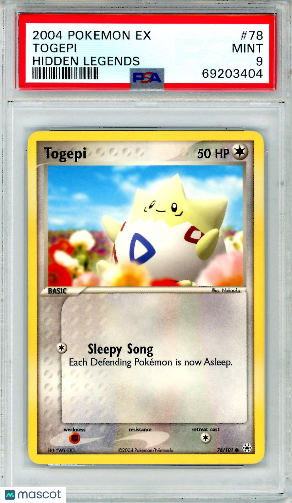 2004 Pokemon EX Hidden Legends Togepi #78 PSA 9 MINT - Graded TCG/CCG