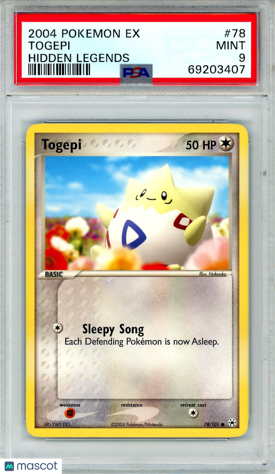 2004 Pokemon EX Hidden Legends Togepi #78 PSA 9 MINT - Graded TCG/CCG