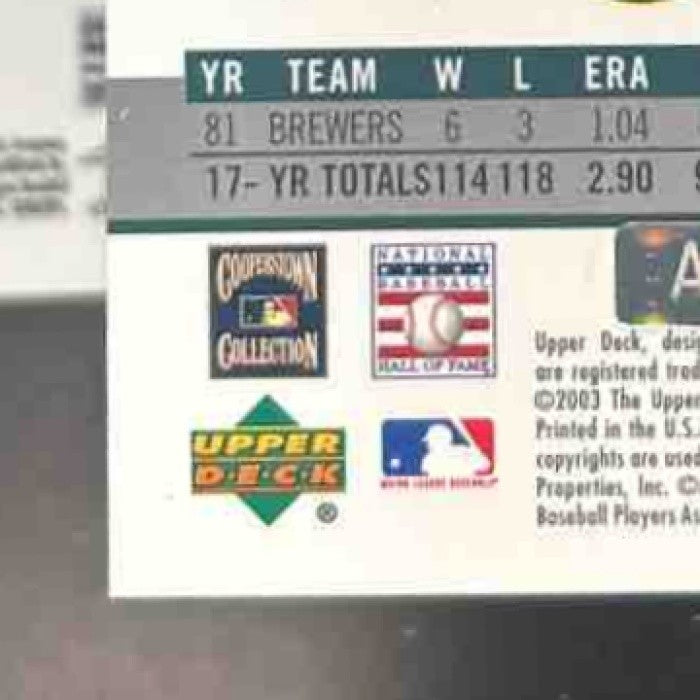 2004 SP Authentic Buybacks Auto Rollie Fingers 03 UDA 5/5 Oakland Athletics - Sports Cards