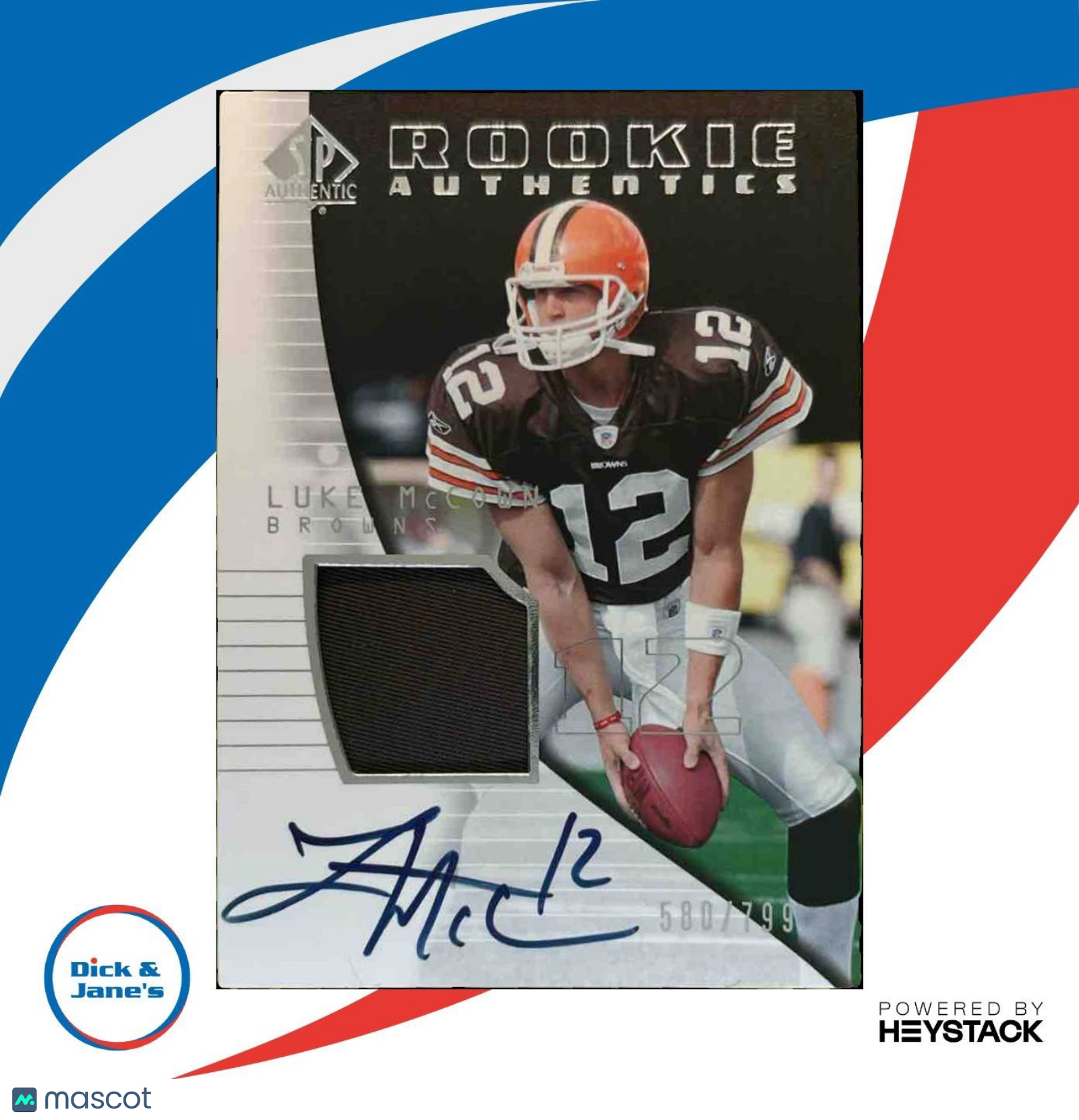 2004 SP Authentic Luke McCown /799 #199 RC Auto Cleveland Browns - Sports Cards