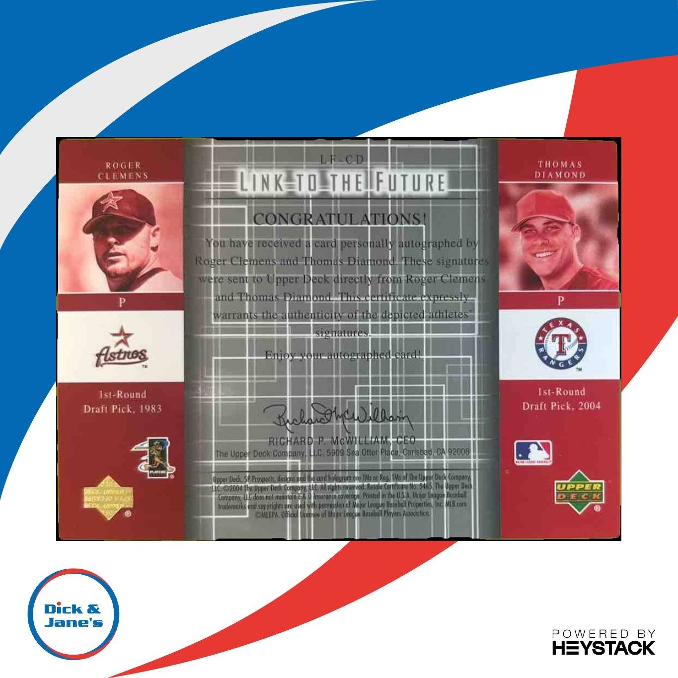 2004 SP Prospects Roger Clemens Thomas Diamond Link to the Future Dual Auto /100 - Sports Cards