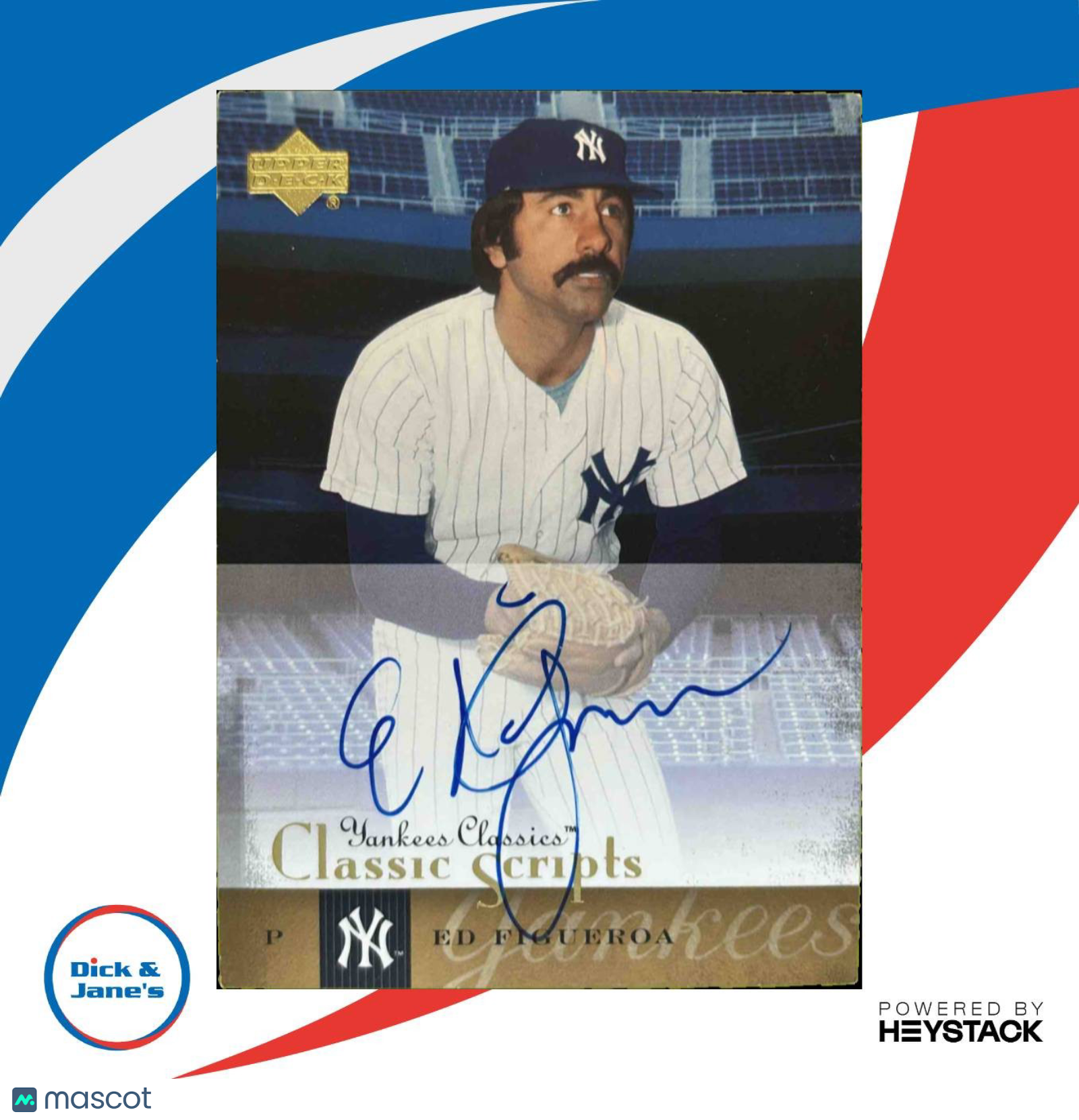 2004 Upper Deck Yankees Classics Ed Figueroa Classic Scripts AU-19 Auto New York - Sports Cards