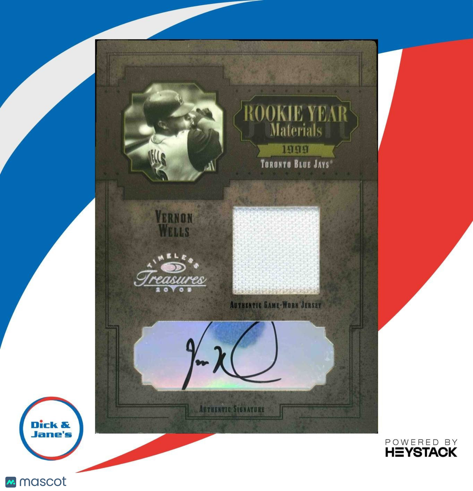 2005 Donruss Timeless Treasures Vernon Wells Rookie Patch Auto /25 Blue Jays - Sports Cards