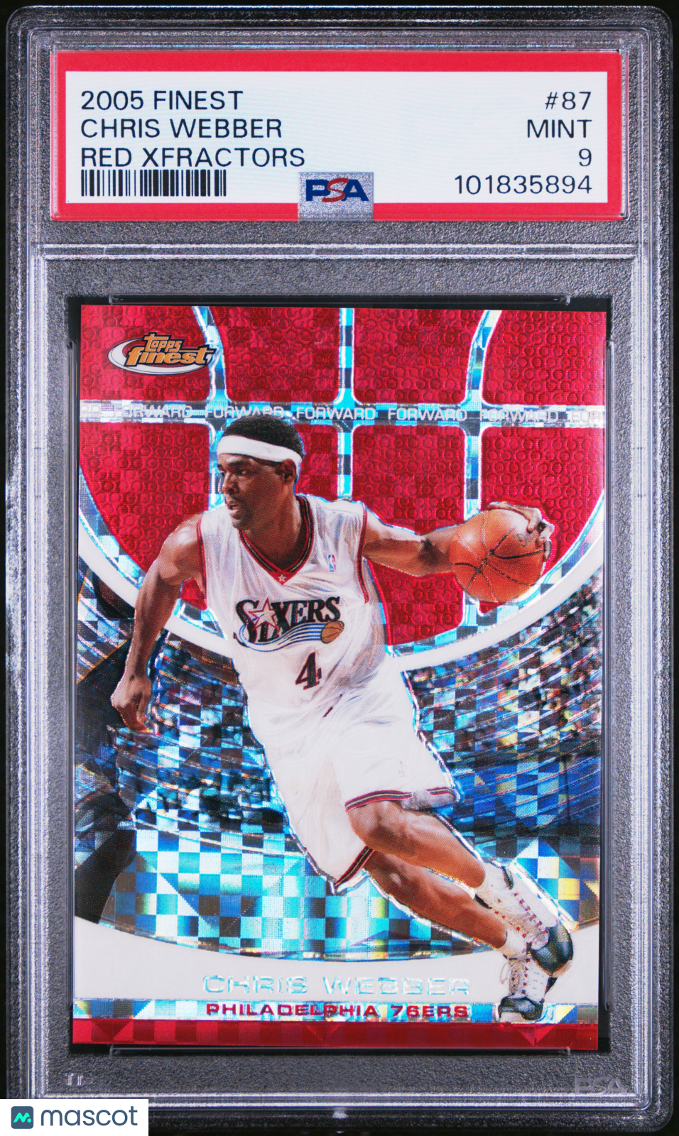 2005 Finest Chris Webber Red Xfractors #87 PSA 9 Philadelphia 76ers - Graded Sports Cards