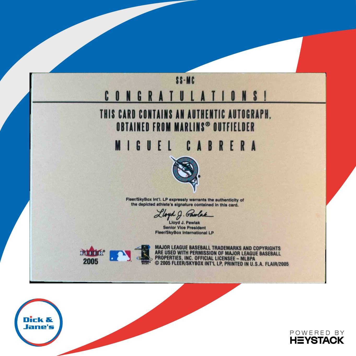 2005 Fleer Flair Miguel Cabrera Significant Signings Blue /250 Auto Marlins - Sports Cards