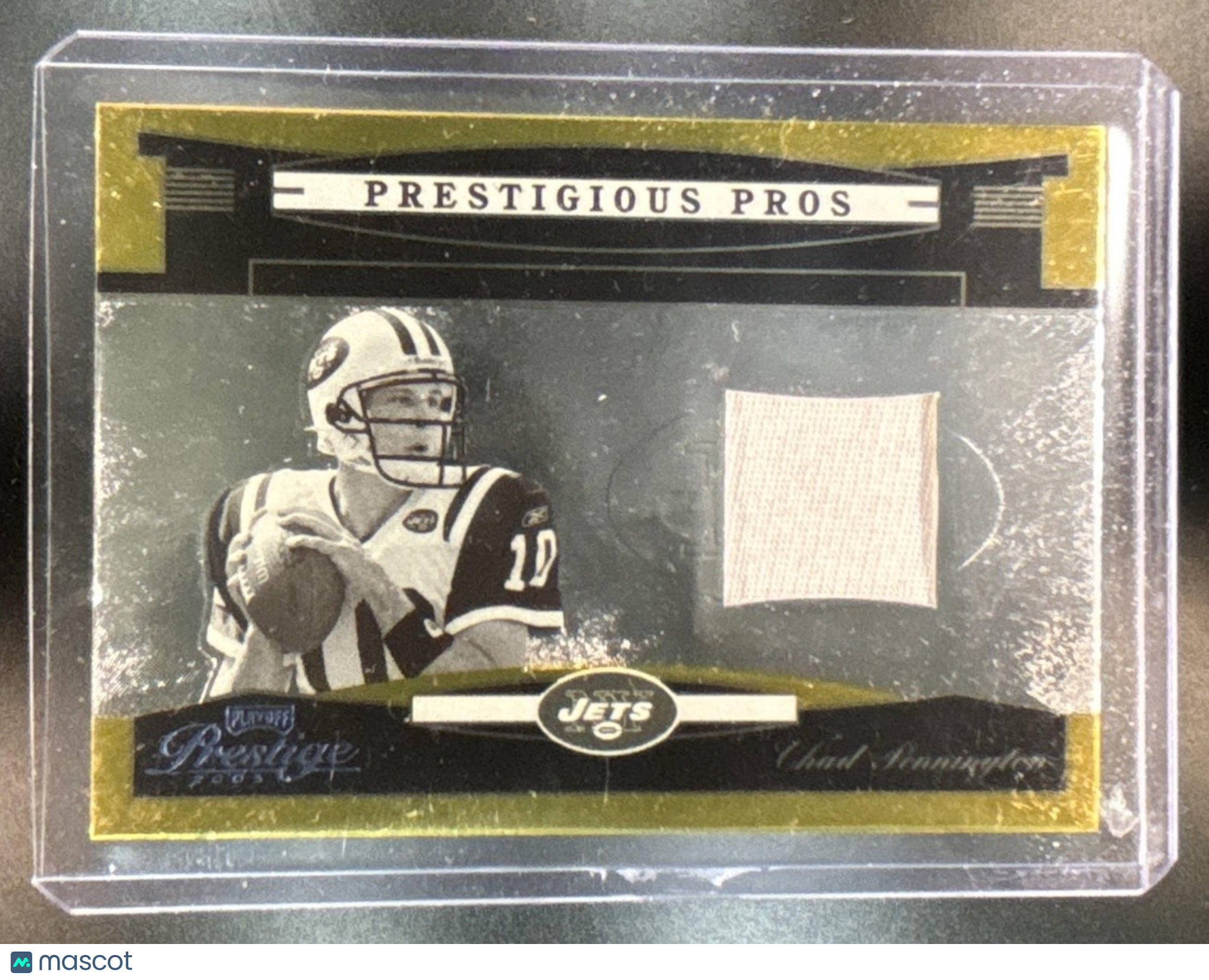 2005 Playoff Prestige Chad Pennington Prestigious Pros Jersey Gold /100 MEM Jets - Sports Cards