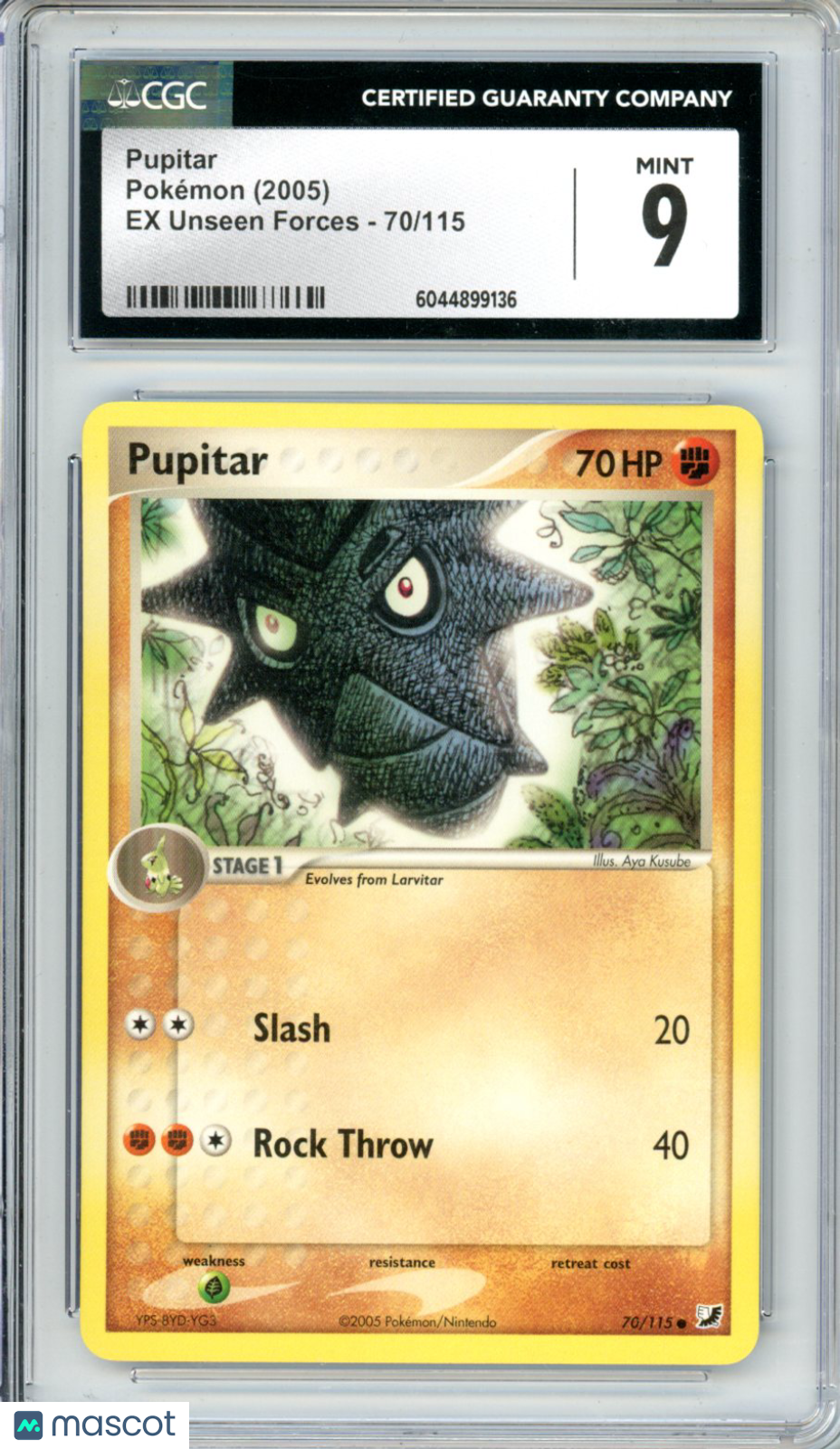 2005 Pokémon EX Unseen Forces Pupitar #70/115 CGC 9 - Graded TCG/CCG