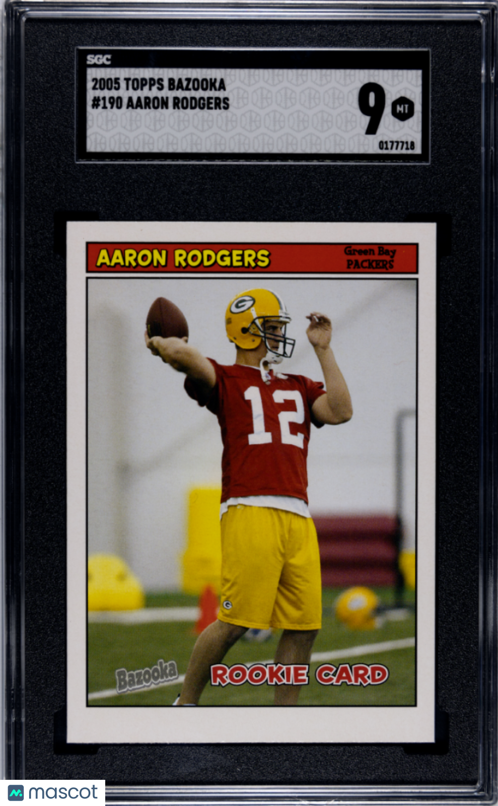 2005 Topps Bazooka Aaron Rodgers Rookie #190 SGC 9 MINT Green Bay Packers - Graded Sports Cards
