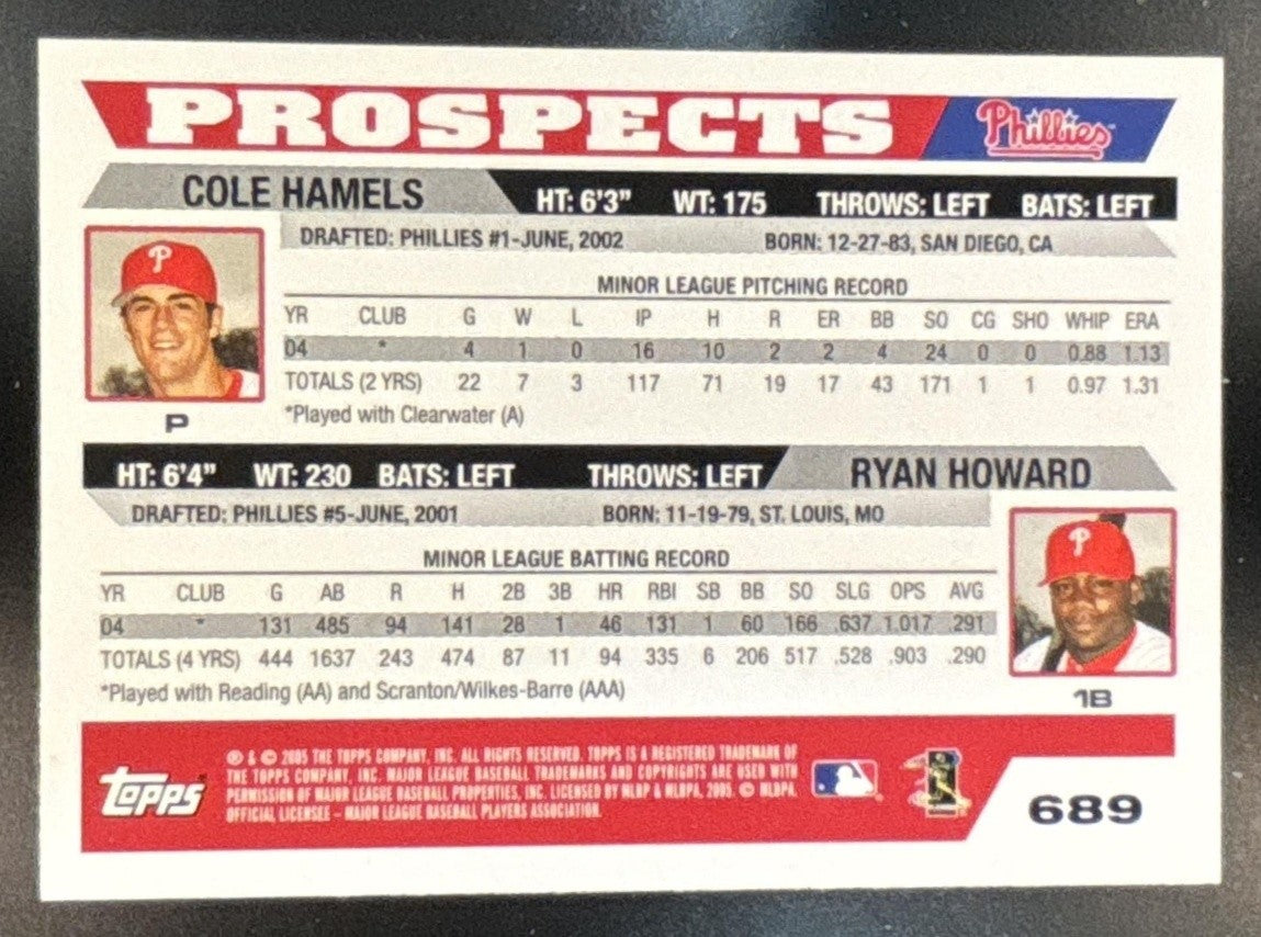 2005 Topps Ryan Howard Cole Hamels #689 Philadelphia Phillies - Sports Cards