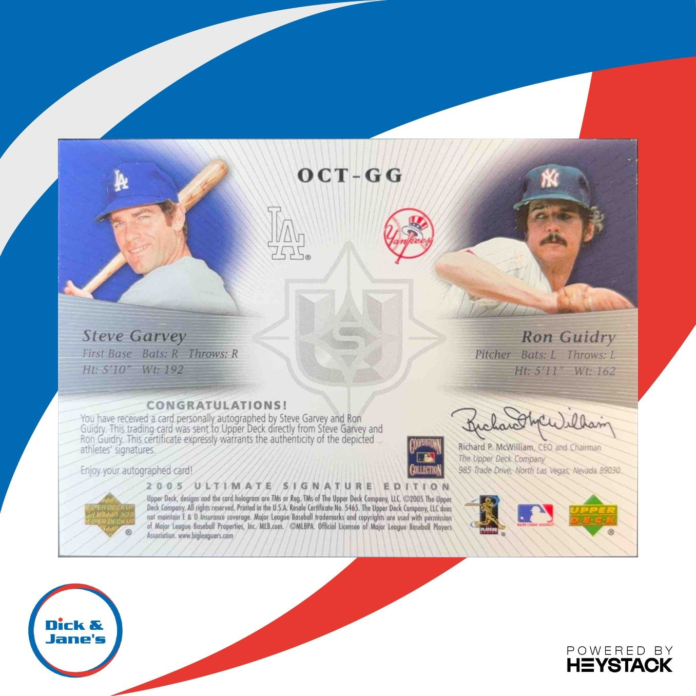 2005 Ultimate Signature Signs of October Autograph Steve Garvey Ron Guidry /250 - Sports Cards