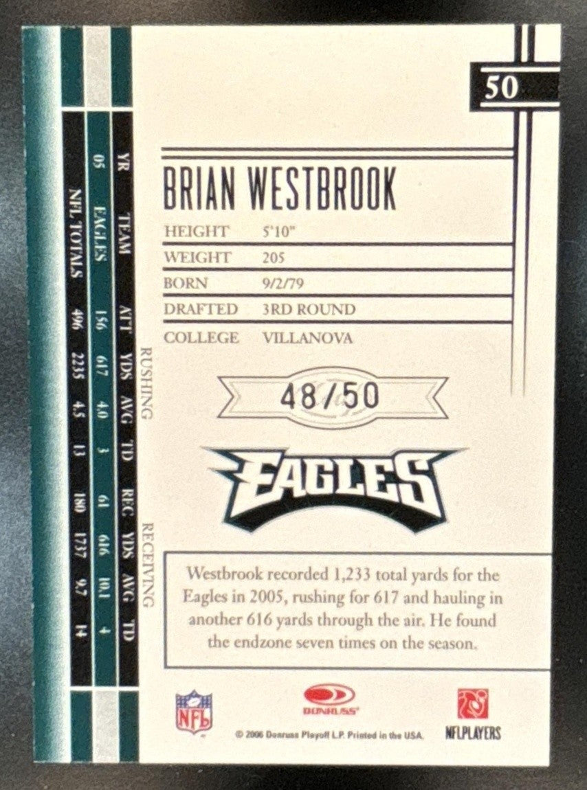 2006 Leaf Limited Brian Westbrook Bronze Spotlight /50 #50 Philadelphia Eagles - Sports Cards