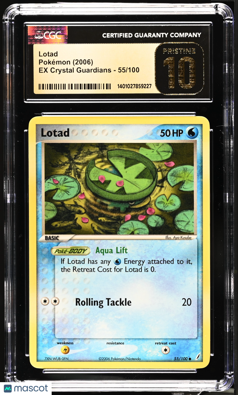 2006 Pokemon EX Crystal Guardians Lotad #55/100 CGC 10 PRISTINE (Pop 12) - Graded TCG/CCG