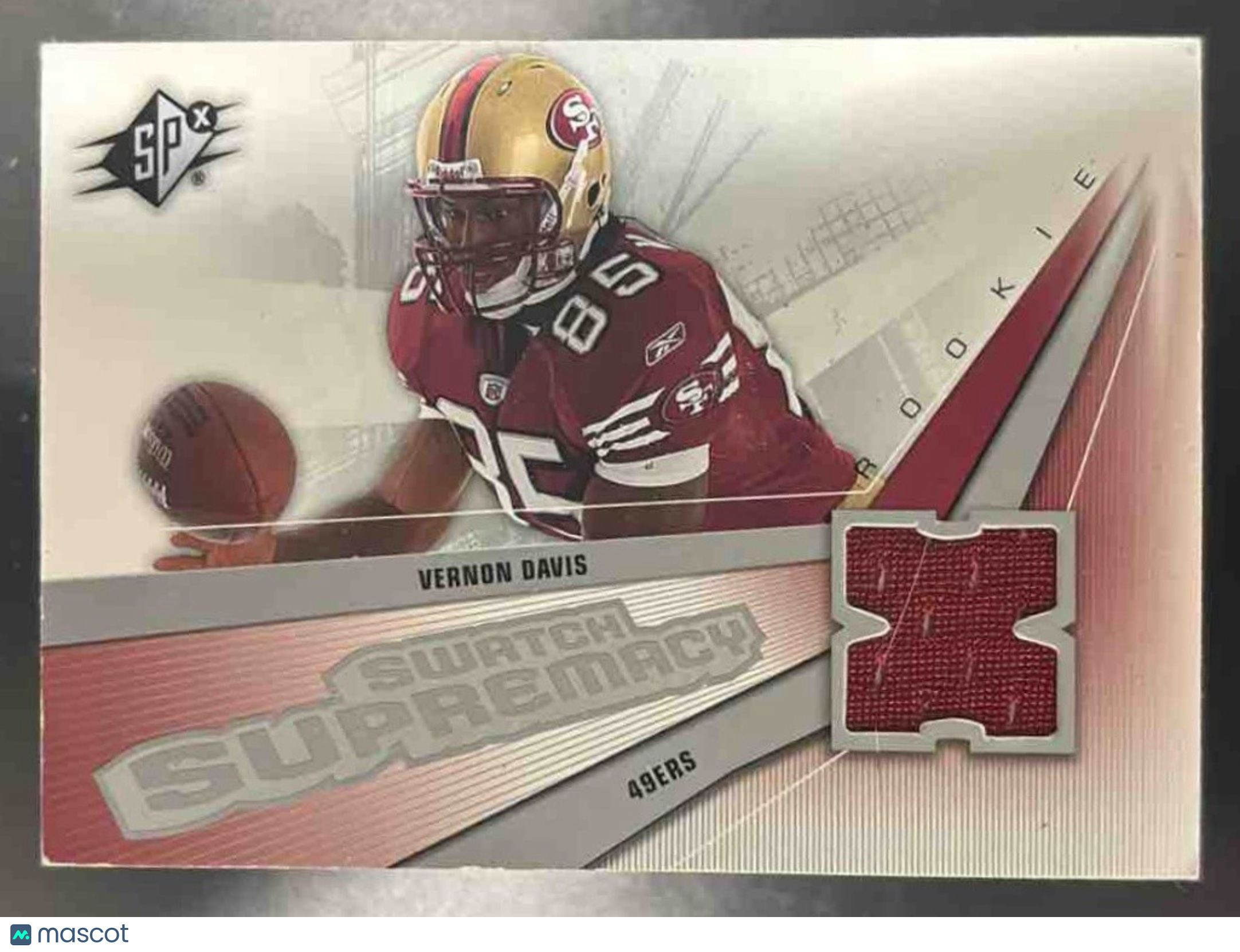 2006 SPx Vernon Davis Rookie Swatch Supremacy #SW-VD MEM RC San Francisco 49ers - Sports Cards
