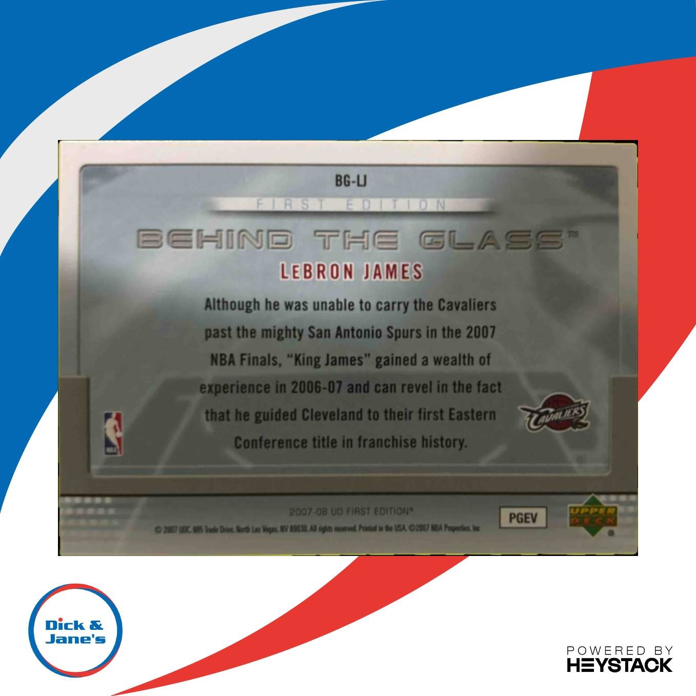 2007-08 Upper Deck First Edition LeBron James Behind the Glass #BG-LJ Cleveland - Sports Cards